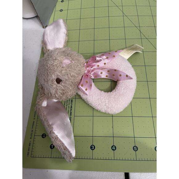 Dan Dee Baby Rattle Brown Bunny Rabbit Pink Circle Polka Dot Plush Easter Toy - Picture 3 of 6